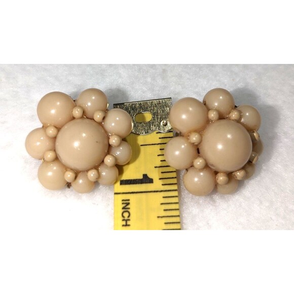 Vintage Beaded Taupe Clip Ons - Picture 2 of 6